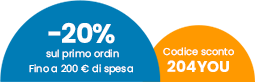 -20% sul primo ordin Fino a 200€ di spesa. Codice sconto 204YOU